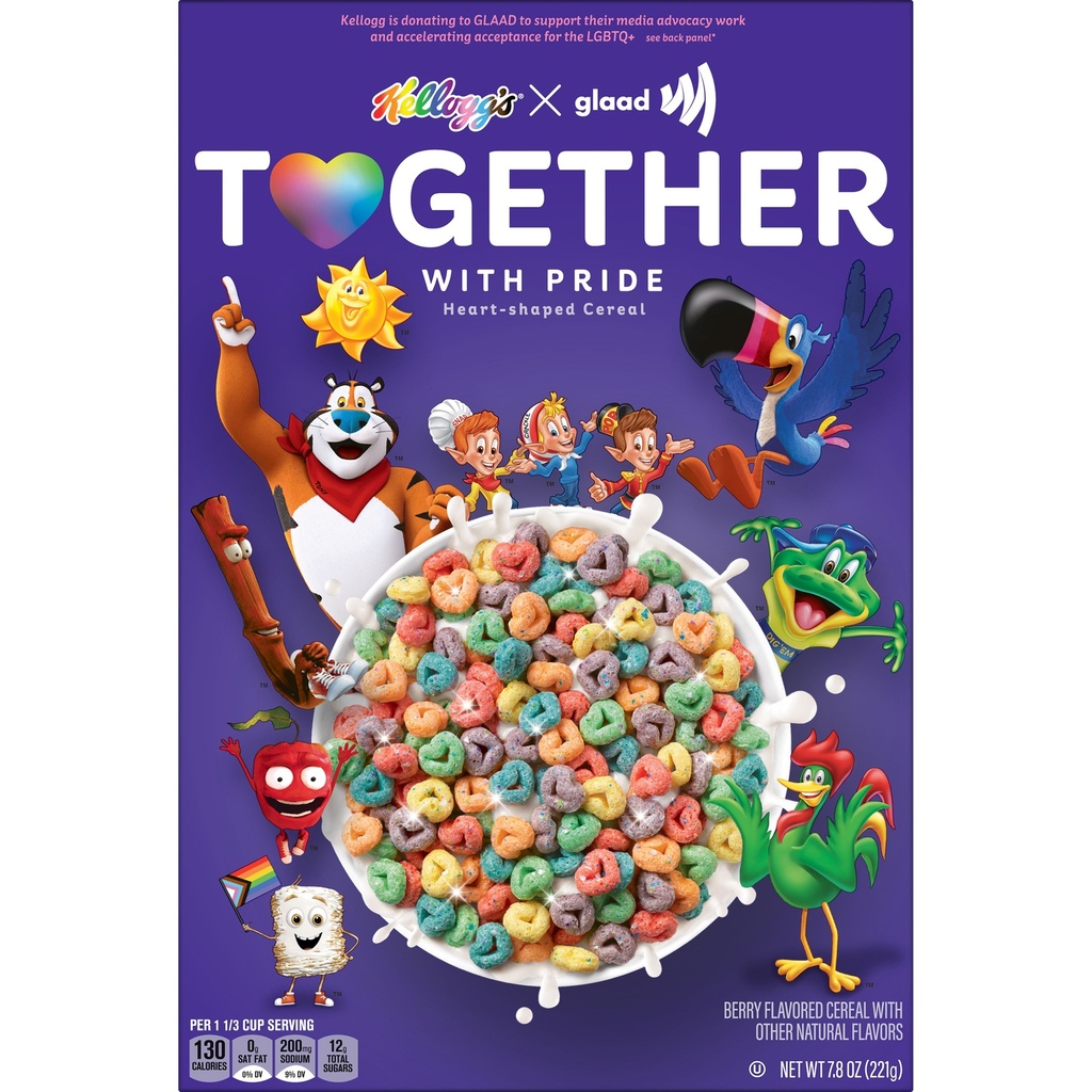 Kellogg's GLAAD Together With Pride Breakfast Cereal, Support LGBTQ, Berry, 7.8oz Box