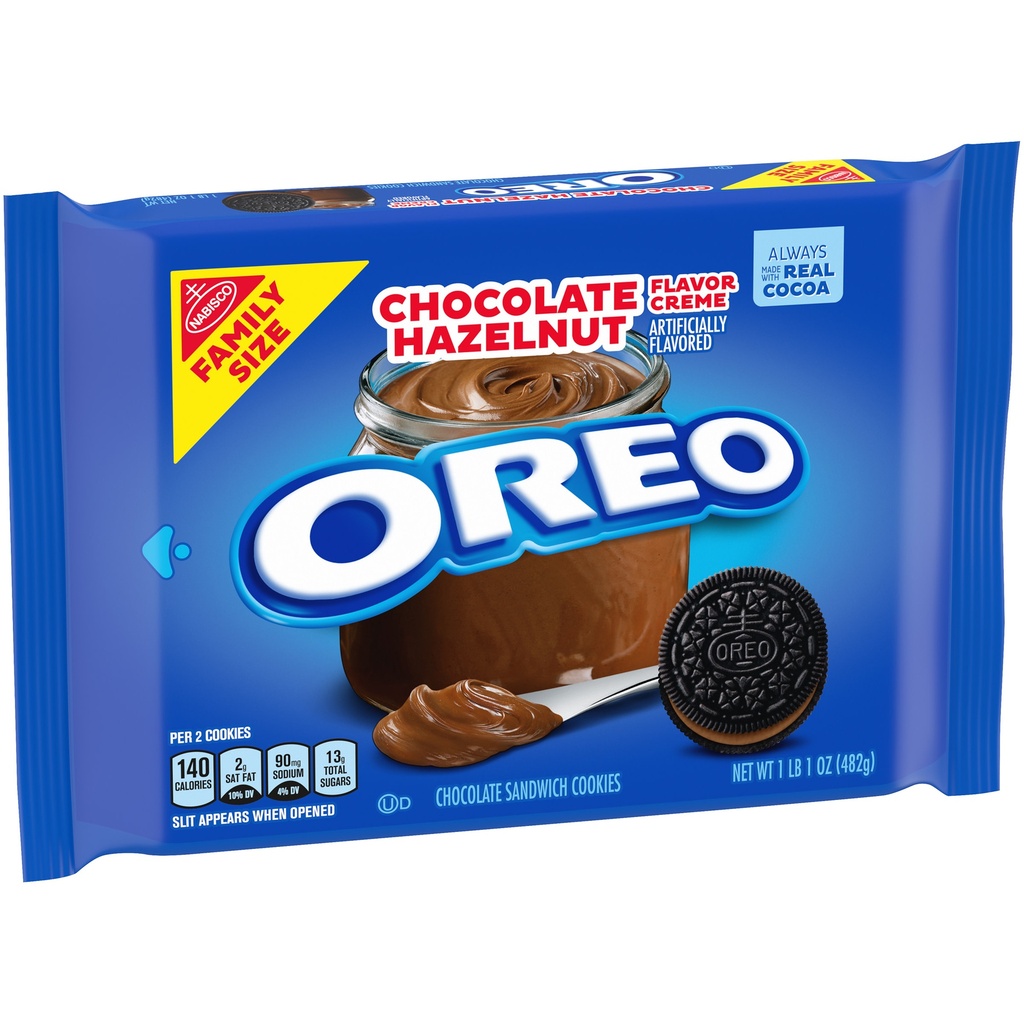 OREO Chocolate Hazelnut Flavored Creme Chocolate Sandwich Cookies, Family Size, 17 oz