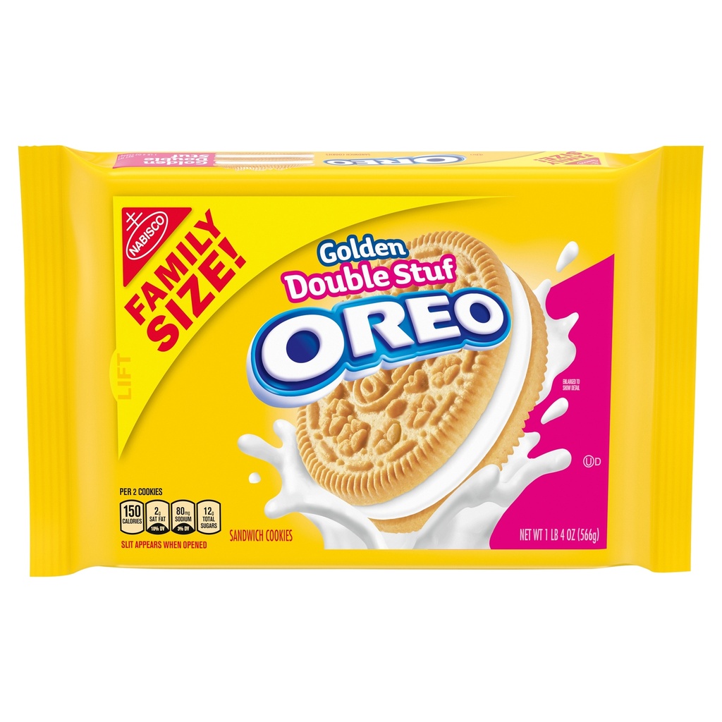 OREO Double Stuf Golden Sandwich Cookies, Family Size, 20 oz