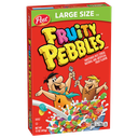 Post Fruity PEBBLES Cereal, Gluten Free, 10 Essential Vitamins and Minerals, Sweetened Rice Cereal, Family Size Box, 15 Ounce