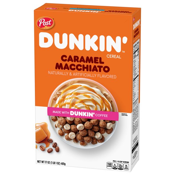 [GG-085] Post Dunkin'™ Caramel Macchiato Breakfast Cereal, Made with Dunkin' Coffee®, 17 Ounce – 1 count