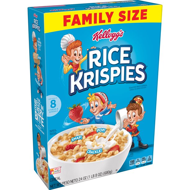 [GG-044] Kellogg's Rice Krispies Breakfast Cereal, Kids Snacks, Original, 24oz Box