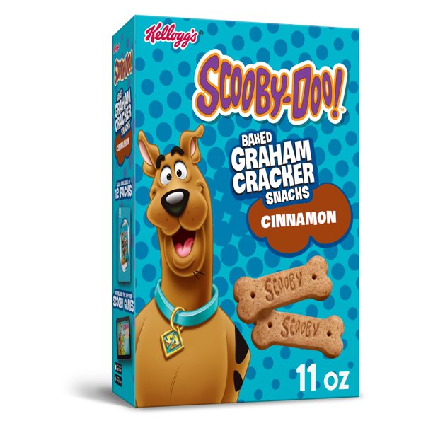 [GG-045] Kellogg's SCOOBY-DOO! Baked Graham Cracker Snacks, Made with Whole Grains, Kids Lunch Snacks, Cinnamon, 11oz, 1 Box