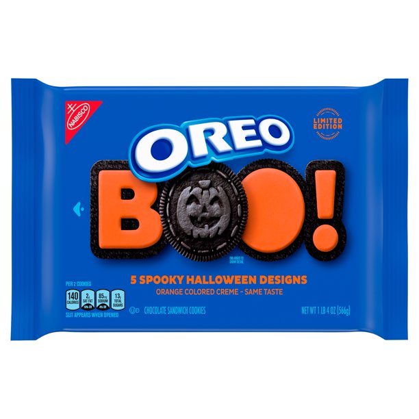 [GG-074] OREO Orange Creme Chocolate Sandwich Halloween Cookies, 5 Halloween Cookie Designs, 1 - 1.25 lb Pack