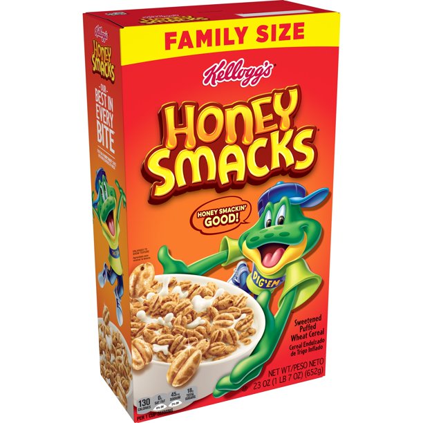 [GG-040] Kellogg's Honey Smacks Breakfast Cereal, Made with Whole Grain, Original, 23oz Box