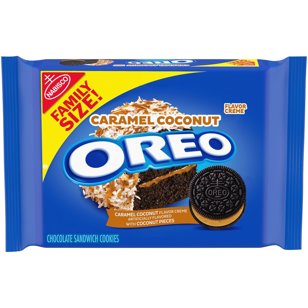 [GG-064] OREO Caramel Coconut Flavored Creme Chocolate Sandwich Cookies, Family Size, 17 oz