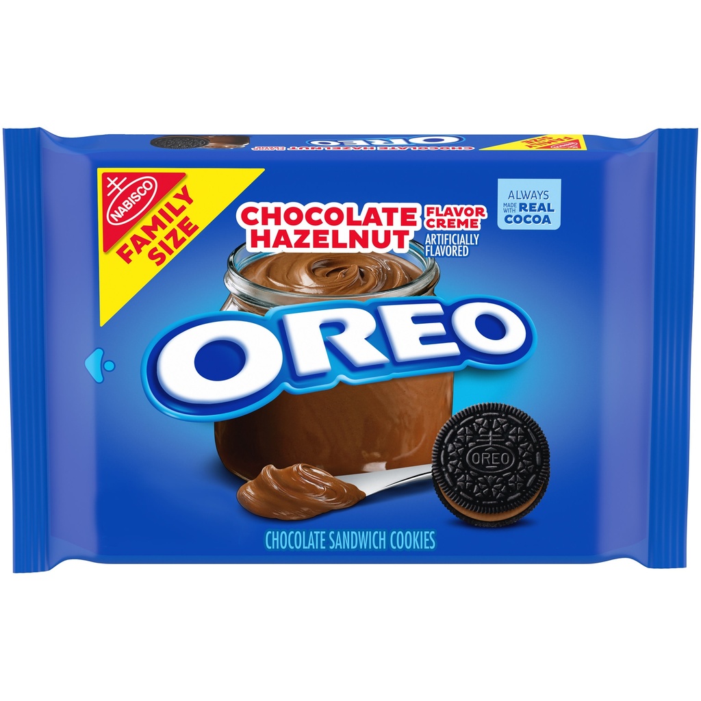 [GG-065] OREO Chocolate Hazelnut Flavored Creme Chocolate Sandwich Cookies, Family Size, 17 oz