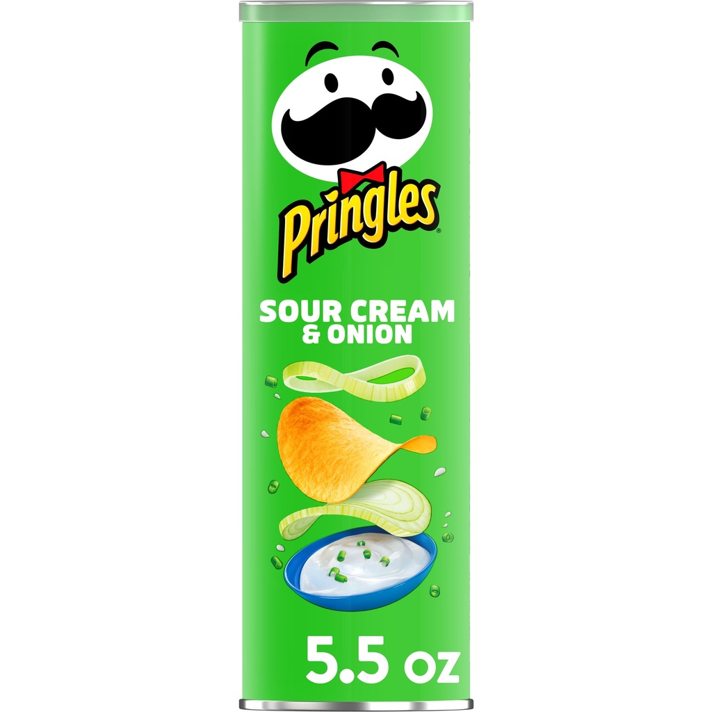 [GG-098] Pringles Potato Crisps Chips, Lunch Snacks, Sour Cream and Onion, 5.5oz Can