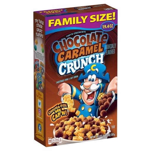 [GG-003] Cap'N Crunch's Sweetened Corn & Oat Cereal Chocolate Caramel Crunch Artificially Flavored 19.4 Oz