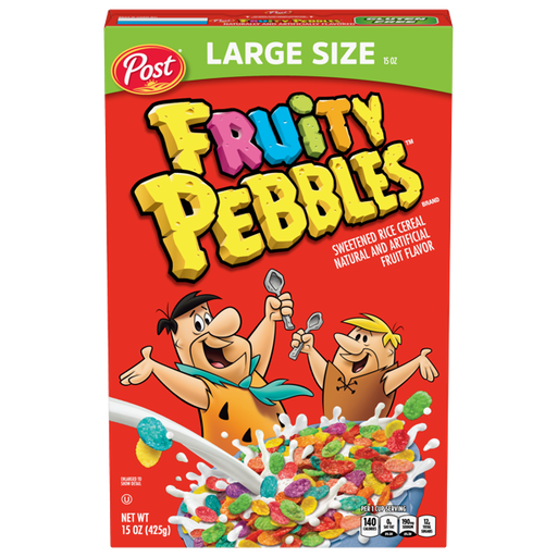 [GG-087] Post Fruity PEBBLES Cereal, Gluten Free, 10 Essential Vitamins and Minerals, Sweetened Rice Cereal, Family Size Box, 15 Ounce