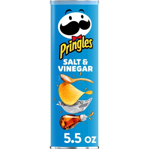 [GG-095] Pringles Potato Crisps Chips, Lunch Snacks, Snacks On The Go, Salt and Vinegar, 5.5oz, 1 Can
