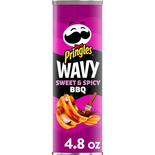 [GG-097] Pringles Potato Crisps Chips, Lunch Snacks, Snacks On The Go, Sweet and Spicy BBQ, 4.8oz, 1 Can